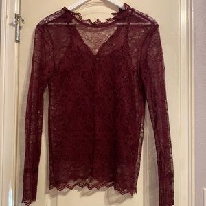 Theory maroon lace top and tank size small